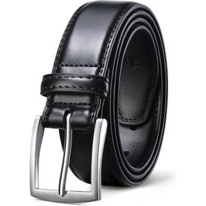 FIORETTO Men's Genuine Leather Belts, Double Stitched Dress Belts, Fashion & Classic Designs for Work Business and Casual (Fit Waist Size 39"-41", Black)