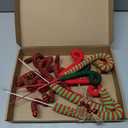 Chiisong 6 Pcs Christmas Tree Decorations Picks 12 Inch Christmas Woolen Bells Candy Curly Pick Xmas Tree Topper Ornaments for Home Office Party Supplies(Red Green)