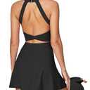 Heathyoga Easy Peasy Tennis Dresses for Women with Shorts Underneath and Bra Athletic Dress for Women Golf Workout Dress, L