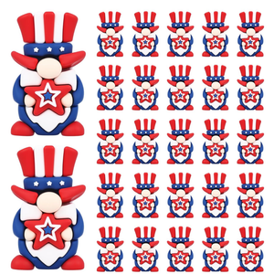 50 Pcs Mini 4th of July Patriotic Gnomes Figurines Tiny Independence Day Rubber Figurine Ornaments Little Red White Blue USA Flag Gnome to Hide for Memorial Day Craft Home Decorations