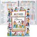 ADHD Focus Friendly Cleaning Planner, Undated Daily Weekly Monthly Schedule, Household Chore Chart Notebook for Adults and Teens, Home Organization System