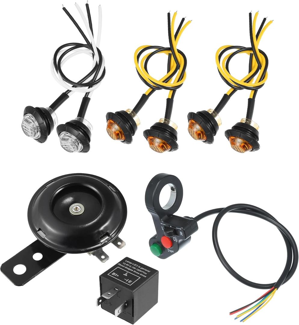 Motoforti Universal ATV UTV Turn Signal Street Legal LED Light Kit with Horn Turn Signal Headlight Horn Function Handlebar Flasher Relay