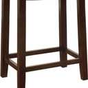 Linon Claridge Backless Counter Stool Blue Faux Leather Wood Frame in Dark Brown, unspecified