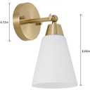 MWZ Gold Wall Sconce Decor 2 Pack,Modern Brushed Brass Sconces Lighting with White Glass Shade,Bathroom Light Fixtures Over Mirror,Vanity Lights Over Sink,Indoor Wall Mount Adjustable Angle Lamp