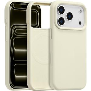 Magnetic for iPhone 17 Pro Case 6.3", Premium Liquid Silicone Case,[Compatible with Magsafe][Soft Anti-Scratch Microfiber Lining],Slim Thin Shockproof Phone Cover-Antique White