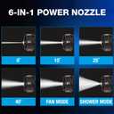 Ontel Turbo Jet HydroX5 Pro Portable Cordless Pressure Washer (21V 3000mAh Battery), 6-in-1 Nozzle, Dual Water Source, 16ft Detachable Hose