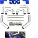 2.5 Inch Universal Turbo Intercooler Pipe Chrome Aluminum T - Clamps + Silicone Hoses Compatible with Most Cars/SUVs/Trucks