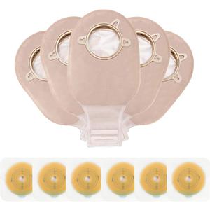 Carbou 21 PCS Ostomy Supplies Colostomy Bags Two Piece Drainable Pouches with Closure 12", Ileostomy Stoma Care,Cut-to-Fit(15pcs Bags+6pcs Barrier)
