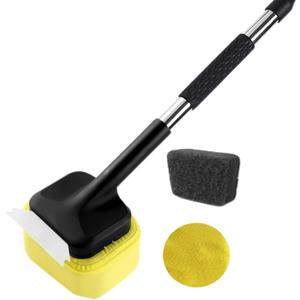 Grill Brush Bristle Free Grill Brush with 2 Replaceable Heat-Resistant Heads & Steel Scraper  BBQ Cleaner Brush for Cast Iron/Stainless Grates, Safe Steam-Powered Outdoor Grill Tool