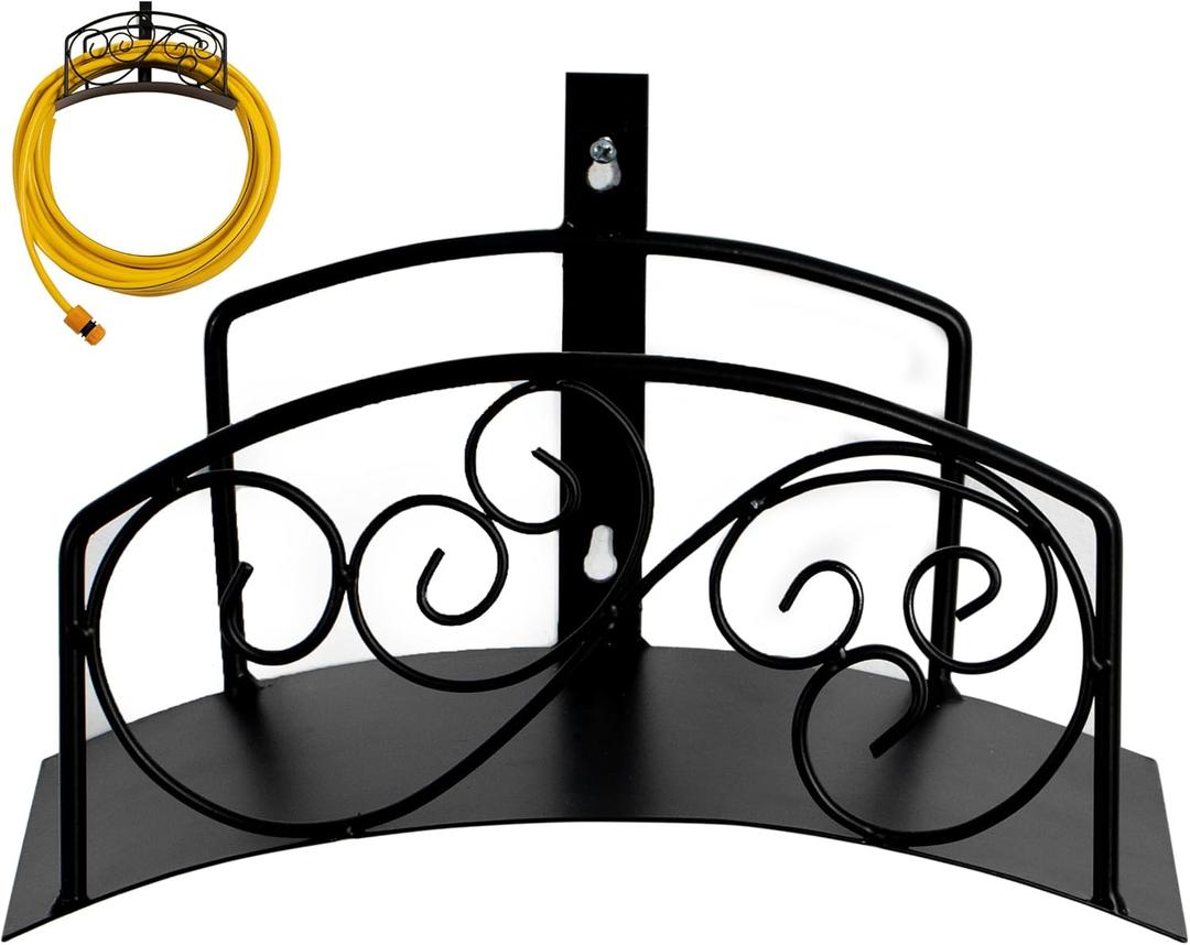 Gardenised Metal Wall-Mount Classic Swirl Hose Holder Heavy-Duty Outdoor Hanger and Water Hose Organizer with Sturdy Reel Hooks & Screws for Yard Lawn Garden Patio Landscaping and Home Use, Bronze