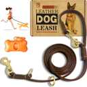 Hands Free Leather Dog Leash 8ftDurable Genuine Leather Multi Function Dog LeashesStrong Leather Leash for Small Medium Large Breed Dogs