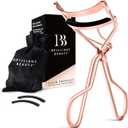 Brilliant Beauty Eyelash Curler with Satin Bag & Refill Pads - Award Winning - No Pinching, Just Dramatically Curled Eyelashes for a Lash Lift in Seconds (Rose Gold)