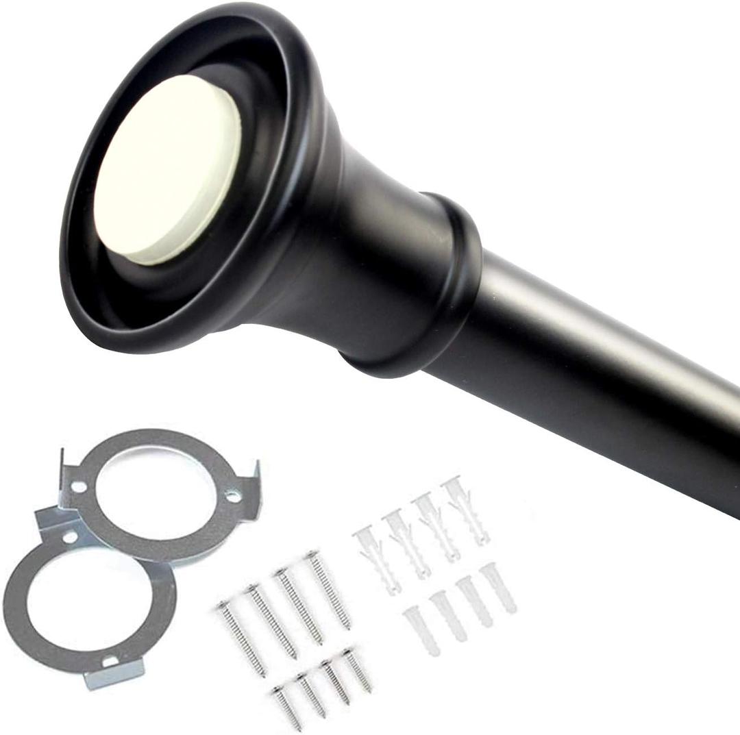 Shower Rod Tension Shower Curatin Rod Adjustable Shower Curtain Pole in Screw Or No Need Tool Mounted Nickle and Black (26-42)