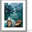 Hongkee 24x30 Frame Wooden Style, 1 Pack - Display 18x24 Posters with Mat | 24 x 30 Poster without Mat, Grey for Wall Mounting for Photos, Artwork; Fits Home, Office & Gallery Wall Decor