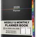 Dunwell 2026 Planner Book 8.5x11, Weekly Monthly Calendar, Jan to Dec, Large Daily Organizer with Colorful Tabs, Bookmark, Notes Section & Stickers