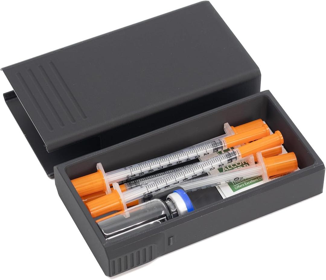 10ml Ultra-Compact Case for Insulin and Peptide Vials | Room for Syringes and Skin Prep Wipes | Injection Travel Kit