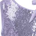 LQSZ Sequin Dress for Girls,Tutu One Shoulder Summer Dresses,Sparkly Dress for 3-12 Years (Purple, S)