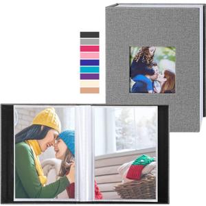 Ywlake Photo Album 4x6 100 Pockets 2 Packs, Small Mini Capacity Linen Photo Album Bulk Sets, Each Pack Holds 100 Top Loader Vertical Only Picture for Kids Boy Girls Grey