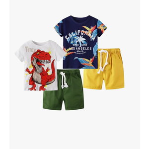 Toddler Boy Summer Clothes Outfits Kids Cotton Short Sleeve Shirt Shorts Set 2-7 Years Size 4-5T