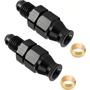 EVIL ENERGY 6AN Male to 3/8" Hardline Compression Fitting Adapter Aluminum Black 2PCS