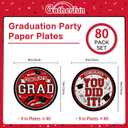 Gatherfun Graduation Party Supplies red Dinnerware Disposable Paper Plates for Congrats Grad Party Decorations, Serve 80