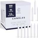 Candle Charisma 100 White Spell Candles - 4" Unscented Paraffin Chime Candles, Smokeless & Dripless, Colored Candles, 1.5 Hours Burn Time 0.4" Thick Taper Candles for Rituals, Witchcraft and Parties, 6 Pack