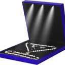 Large Velvet Jewelry Set Gift Box, Necklace Box With LED Light, Elegant Velvet Gift Box For Bracelet Necklace Earring Ring (Blue)
