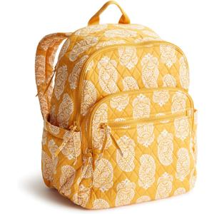 Vera Bradley Women's Bancroft Backpack - Premium Cotton, Iconic Paisley Sunflower, One Size