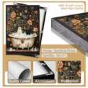 HQPCNGZ Vintage Ghost And Black Cat In Bathtub Posters Cute Bubblebath Flower Canvas Wall Art Spooky Halloween Prints Painting For Bathroom Home Bedroom Dorm Wall Decor 12x16in Unframed
