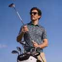 Men's Golf Polo Shirts - Funny Print Moisture Wicking Quick Dry Performance Short Sleeve Collared Sport Casual Shirt (Green, XL)