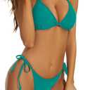 LIZENS Bikini Set for Women Tie Side Triangle String Sexy Swimsuit Womens Black Bikini Bathing Suit Tow Piece Bikinis Sets (Green, S)
