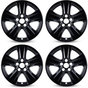Set of 4 17 inch ABS Wheel Skins for 2019-2025 Toyota RAV4, Wheel Covers Compatible with 19-25 Toyota Rav4 - Gloss Black, Snap-on Wheel Skin Replacement Set