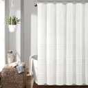 Lush Decor Boho Kendra Tufted Yarn Dyed Cotton Blend Shower Curtain Single 72" W x 72" L White - White Shower Curtains for Bathroom - Bathroom Curtain
