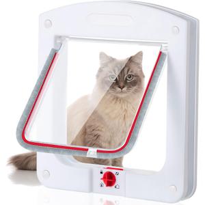 Saintrygo Pet Door for Cats and Dog Cat Flap Door Interior Exterior Cat Weatherproof Pet 4-Way Rotary Lock for Cats Doggie Kittens, 8 x 8.6 Inches