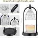 GyroVu Candle Warmer Lamp with Timer, 3-Level Dimmable Candle Lamps Vintage Glass Shade, Candle Warmer Light Wax Melt Warmer for Scented Wax, Black Warmer Lamp for Women Home Decor (2 Bulbs Included)