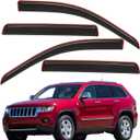 Lightronic Extra Durable Clip-on in-Channel Auto Vent Window Visor, Fits 2005-2010 Jeep Grand Cherokee, UV Protection Rain Guard, Original Wind Deflector, No-Drill Easy Install, Dark Smoke, 4-Pcs