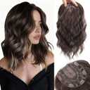Kintama Highlight Brown Hair Topper for Women with Bangs Clip in Hair Piece for Thinning Hair - Volumizing Topper Wiglet for Instant Volume & Natural Look