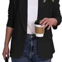 Ahlaray Women's Blazer Business Casual Lapel Collar Long Sleeve Open Front Work Office Suit Jackets Blazer, (Black, L)