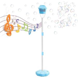 Automatic Bubble Torch Garden LampHeight-Adjustable Outdoor Automatic Bubble Machine Chargeable Vertical Bubble Lamp with Light and Music for Wedding Birthday Party Outdoor Garden Lamp (Blue)