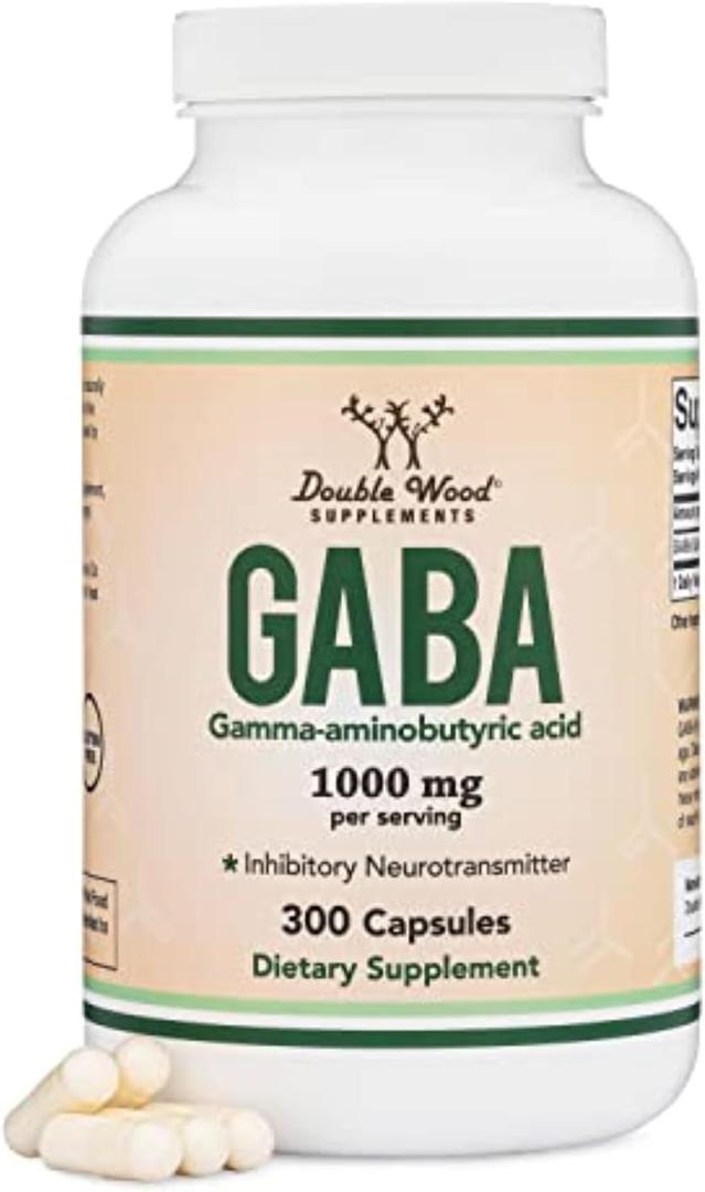 GABA Supplement (300 Capsules, 1,000mg per Serving) Promotes Calm, Relaxation, and Supports Sleep (Vegan Safe, Gluten Free, Non-GMO)(Gamma Aminobutyric Acid) by Double Wood, Best By: 04/2027