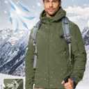 CRYSULLY Men's Tactical Front Zip Fleece Lining Hunting Mountaineering Jackets Windbreaker Coat Army Green, XL