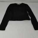 QINSEN Womens 2 Piece Sets Long Sleeve Slim Fit Crop Tops Wide Leg Pants Matching Lounge Set (Small, Black)