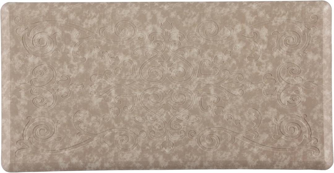 J&V TEXTILES Medallion Embossed Kitchen Mat Cushioned Anti Fatigue Floor Mat, Thick Non Slip Waterproof Kitchen Rugs and Mats, Standing Mat for Kitchen,Floor,Desk,Sink,Laundry, (Beige, 20"L x 39"W x 0.6"Th)