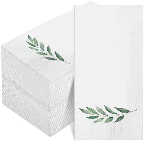 Fullhawl 20Pcs Greenery Eucalyptus Disposable Napkins Eucalyptus Leaf Guest Napkins Hand Towels Green Leaves Decorative Dinner Luncheon Cocktail Paper for Bathroom Wedding Baby Shower Supplies Decor