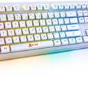 KLIM Chroma White Wireless Keyboard  RGB Backlit, Rechargeable Battery, Wireless Keyboard with Water-Resistant Durable Design, Compatible with PC, Mac, PS4, PS5