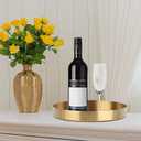 Round Gold Tray, Dedoot Decorative Tray Small - 7.8inch Stainless Steel Metal Tray Organizer Storage Organizer Vanity Trays for Jewelry Cosmetics Coffee Tea Candle, Bathroom Plate Kitchen Tableware