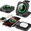 3 in 1 Charging Station for Apple Multiple Devices-Magnetic Wireless Travel Charging Station for iPhone 16 15 14 13 12 Series,Foldable Mag-Safe Charger Pad for Apple Watch,for Airpods Pro,Green