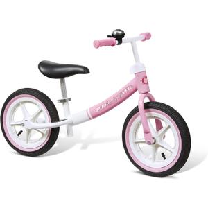 Radio Flyer Air Ride Balance Bike, Toddler Bike, Pink and White Bike for Ages 1.5-5 (Pink - Air Tires)