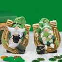 Hodao St Patricks Day Gnome Decorations, Lucky Clover Resin Figurines Set, Irish Holiday Tabletop Decor, Lucky Gnome Gift for Home Shelf Desk, Seasonal Gift Idea (Set of 2)