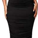 Women's Sexy 2 Piece Outfits Solid Mock Neck Criss Cross Crop Top Tank Top and Ruched Maxi Skirt Bodycon Skirt Sets (Black)